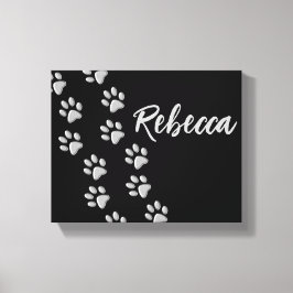 Silver Hund Tassar svart bakgrund Skriv ut Mönster Canvastryck