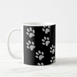 Silver Hund Tassar svart bakgrund Skriv ut Mönster Kaffemugg