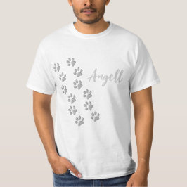 Silver Hund Tassar svart bakgrund Skriv ut Mönster T Shirt