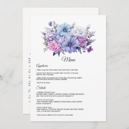Silver, Icy Blue och Lilac Floral Wedding Meny