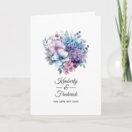 Silver, Icy Blue och Lilac Floral Wedding Program