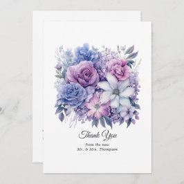 Silver, Icy Blue och Lilac Floral Wedding Tack Kort