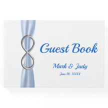 Silver Infinity Blue Ribbon Bröllop Guestbook