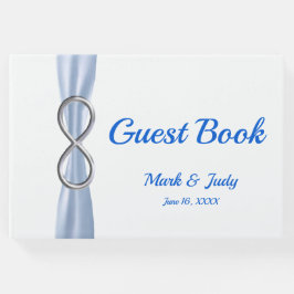 Silver Infinity Blue Ribbon Bröllop Guestbook Gästböcker