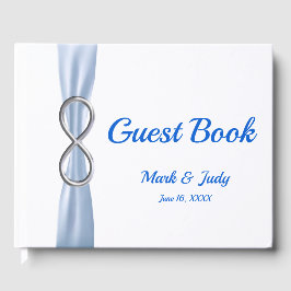 Silver Infinity Blue Ribbon Bröllop Guestbook Gästböcker