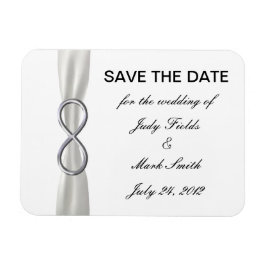 Silver Infinity White Bröllop spara datum Magnet