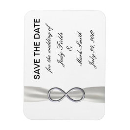 Silver Infinity White Bröllop spara datum Magnet