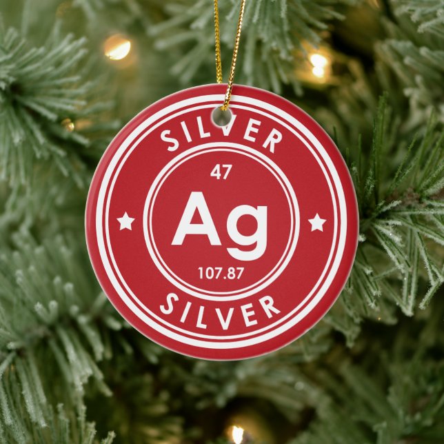 Silver Inslag Red Ceramic Ornament (Träd)