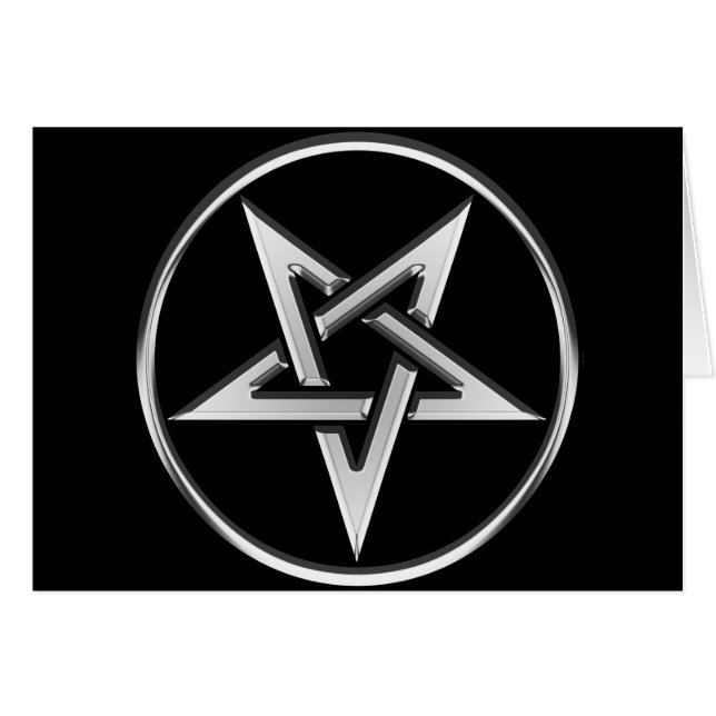 Silver inverterad Pentagram Hälsningskort (Framsidan Horizontal)