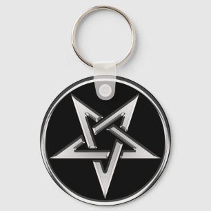 Silver Inverterad Pentagram Nyckelring