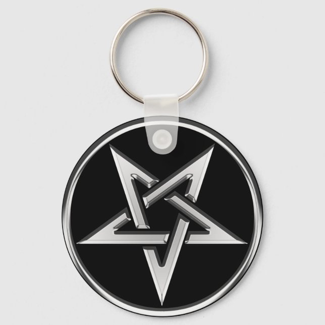 Silver Inverterad Pentagram Nyckelring (Framsida)