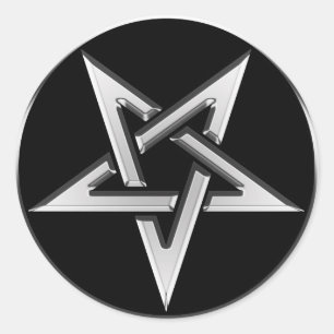 Silver inverterad Pentagram Runt Klistermärke