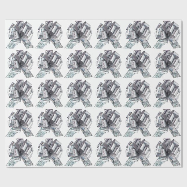 Silver iriserande band Vit presentpapper (Platt)