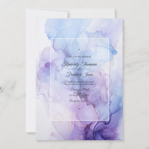 Silver, Isig Blue och Lilac Bläck Bröllop Inbjudningar