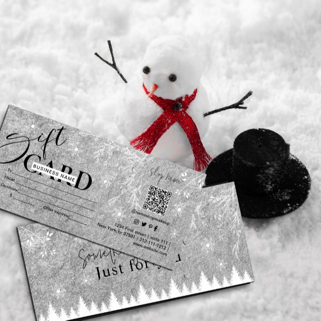 Silver istkort Grått snöflingor gräs (#snowflakes  #icegray #winter #winterwonderland #grayandwhite #zazzlemade #script #christmas)
