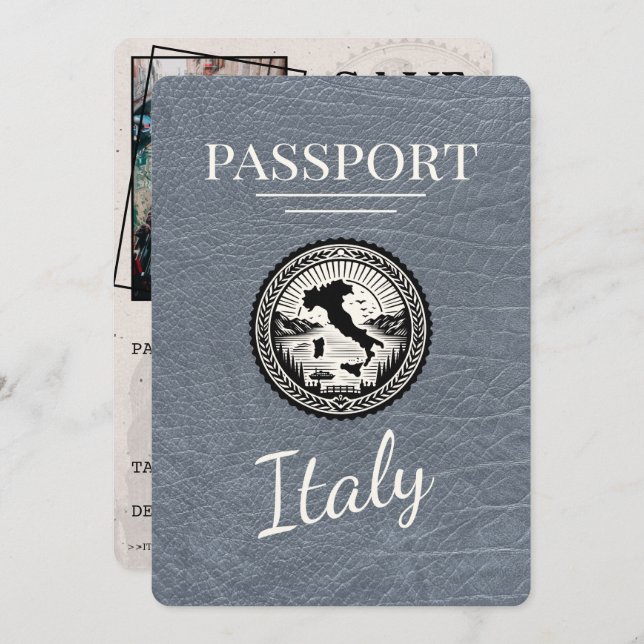 Silver Italien Passport Spara Datumet (Fram/baksida)