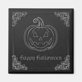 Silver Jack O'Lantern Halloween Magnet