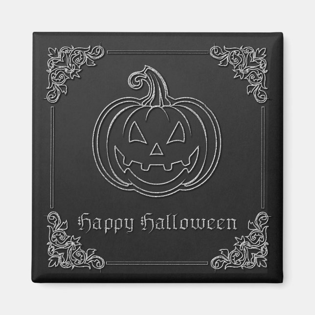 Silver Jack O'Lantern Halloween Magnet (Framsidan)
