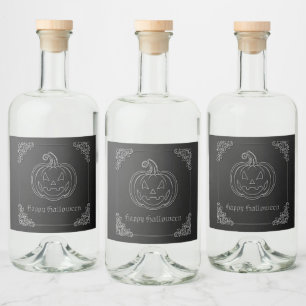 Silver Jack O'Lantern Halloween Spritflaskor Etikett