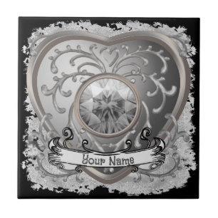 Silver Jewel Fairy Heart tile Kakelplatta