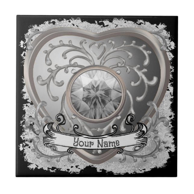 Silver Jewel Fairy Heart tile Kakelplatta (Framsidan)