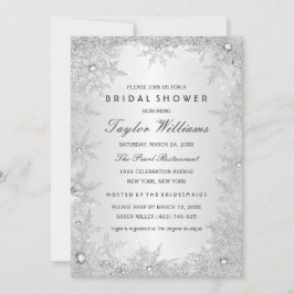 Silver Jewel Snöflinga Bröllopsdusch Inbjudningar