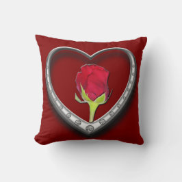 Silver Jewelry Valentine Heart med Röd ros Kudde