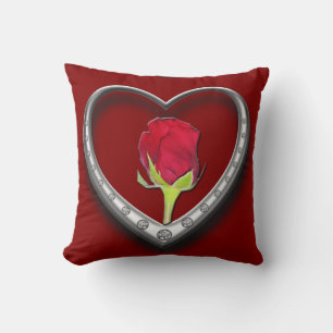 Silver Jewelry Valentine Heart med Röd ros Kudde