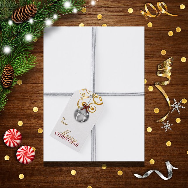Silver Jingle Bell God jul Presentetikett (Skapare uppladdad)