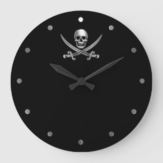 Silver Jolly Roger Stor Klocka