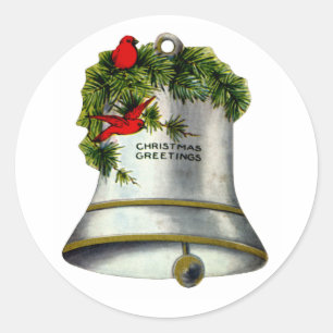 Silver jul Bell Runt Klistermärke