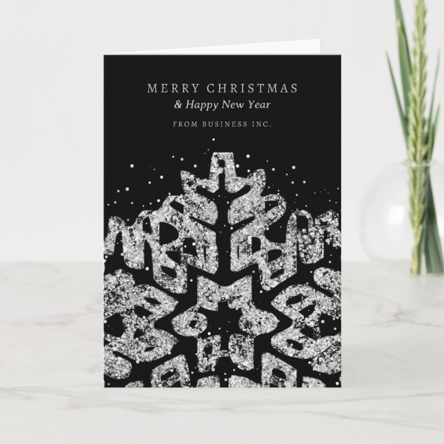 Silver jul Glitter Snowflake Corporate Helgkort (Framsida)