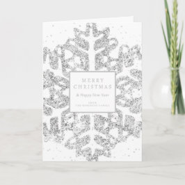 Silver jul Glitter Snowflake Corporate Helgkort
