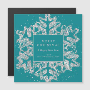 Silver jul Glitter Snowflake Corporate Teal