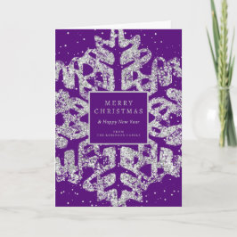 Silver jul Glitter Snowflake Lila Helgkort