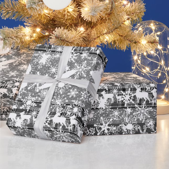Silver jul och snö Inpackningspapper Presentpapper (Helgdagar)