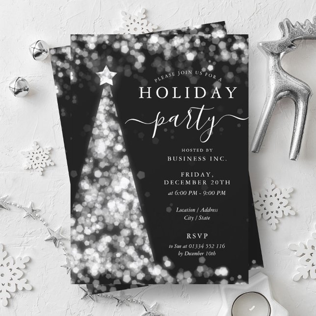 Silver Julgran Company Julfest Inbjudningar (Silver Christmas Tree Company Holiday Party Invitation)