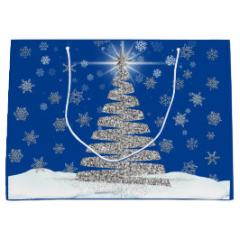 Silver Julgran på blå Helgdag