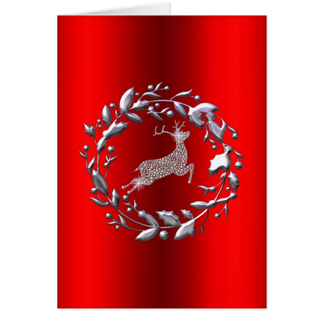 Silver: Julkrans och renar Hälsningskort (Framsidan)