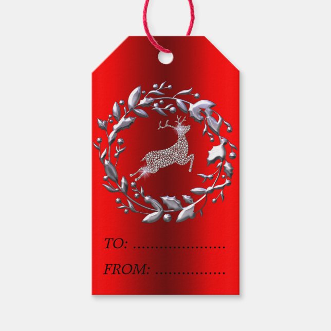 Silver: Julkrans och renar Presentetikett (Framsidan)