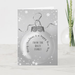 Silver julprydnad med Snöflingor-kort Kort