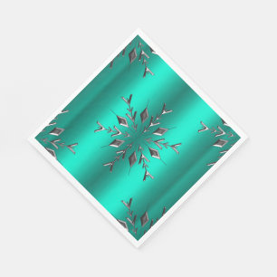 Silver julstjärna på Teal Pappersservett