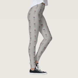 Silver Kattunge Tecknad Mönster på Grått med ljus Leggings