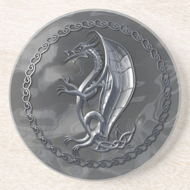 Silver Keltisk Drak Underlägg Sandsten (Framsidan)