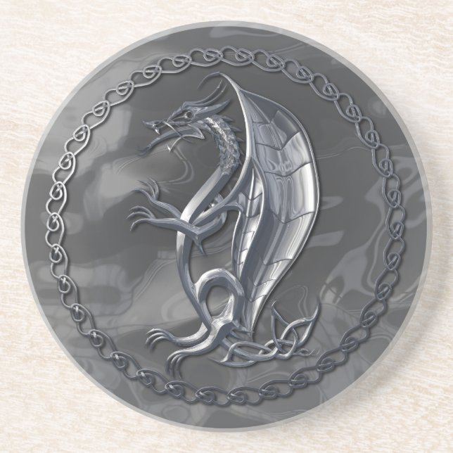 Silver keltiska draken underlägg (Framsidan)