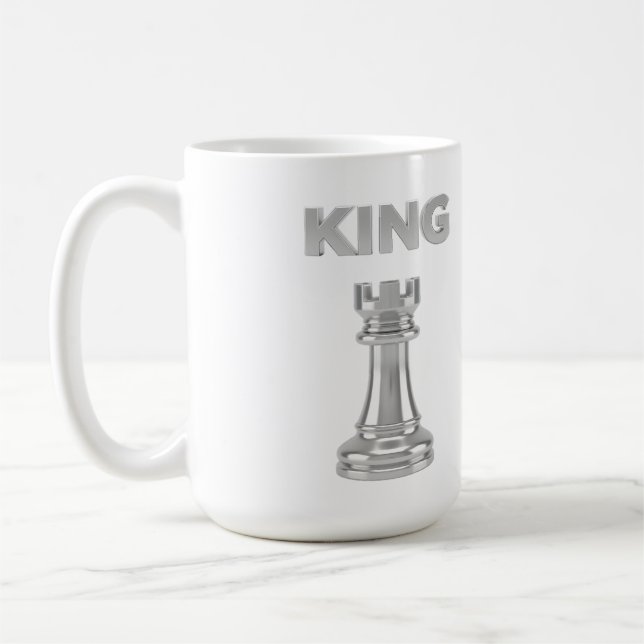 Silver King & Pawn Strängkonst Mugg – Shiny Chess  (Vänster)