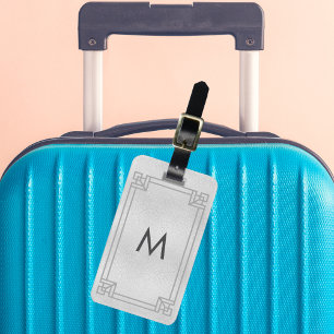 Silver klassisk konsthandlare ram monogram bagagebricka