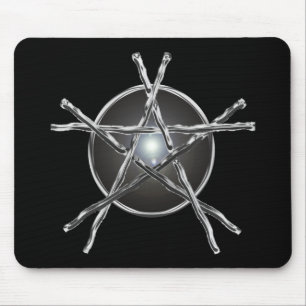 Silver klibbar pentagramen Mousepad Musmatta
