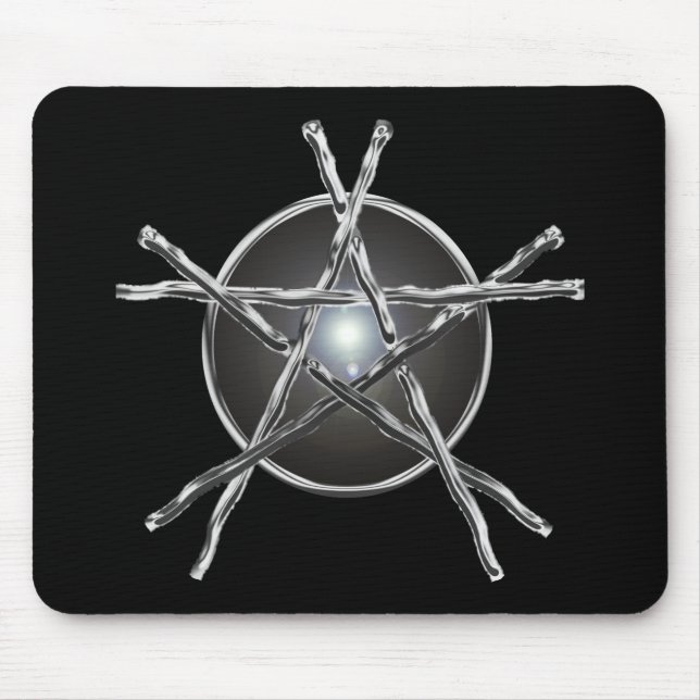 Silver klibbar pentagramen Mousepad Musmatta (Framsidan)