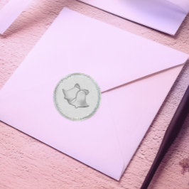 Silver Klockor Bröllop Runt Klistermärke